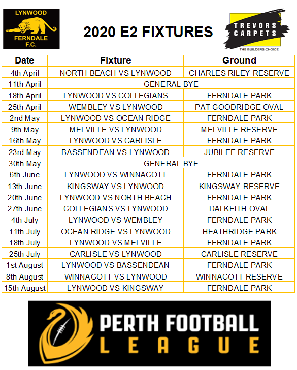 2020 FIXTURES 2020 FIXTURES